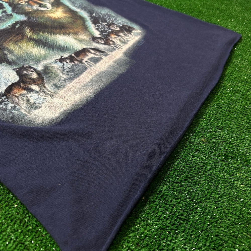 Delta Wolf Graphic T-Shirt‎ Mens M Navy Blue Trimmed Raw Hem Cropped Nature - Picture 9 of 10